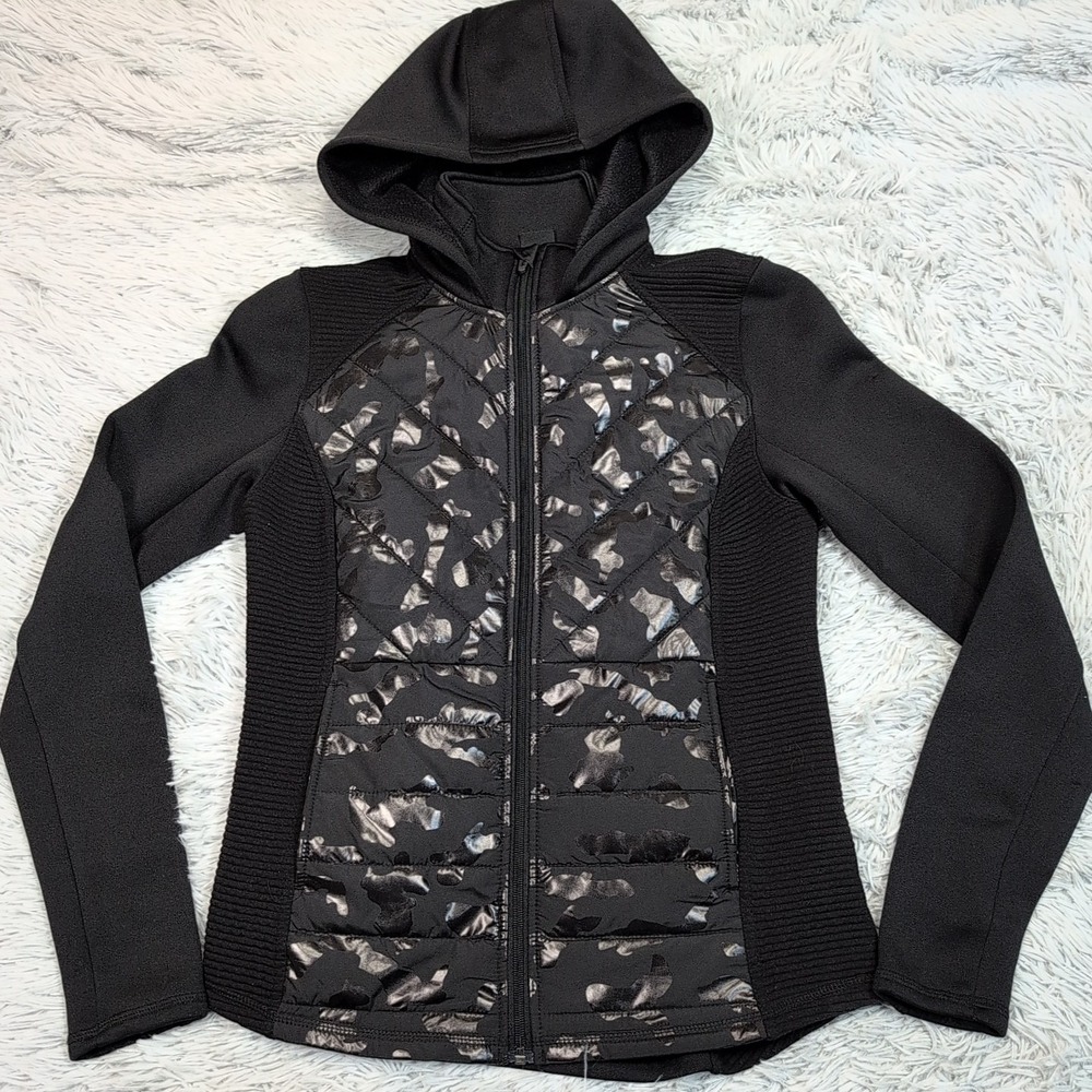 Fila Jacket Womens S Black Hood Zip Up Gorpcore Pockets Athletic Comfort